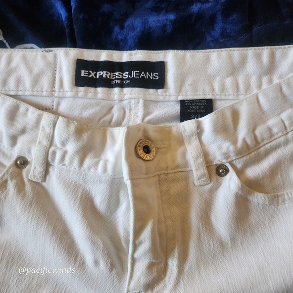 LOW RISE STRETCH WHITE STRAIGHT LEG! SIZE 3/4 (27") EXPRESS        c2 - Picture 9 of 12